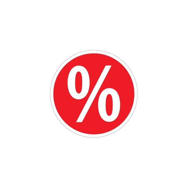 Stiker u obliku procenta,okrugli
