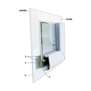 Sistem okvira za prozor „Feko”,srebrno eloksiran, oštri uglovi